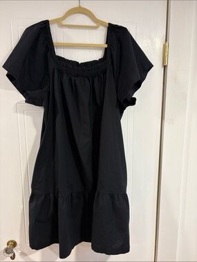 GAP Black Smocked Square-Neck Dress